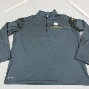 Pittsburgh Steelers Shirt Mens Large Black 1/4 Zip Pullover Jacket Nike NFL